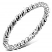 Twisted band Thin Plain Silver Ring, rp846